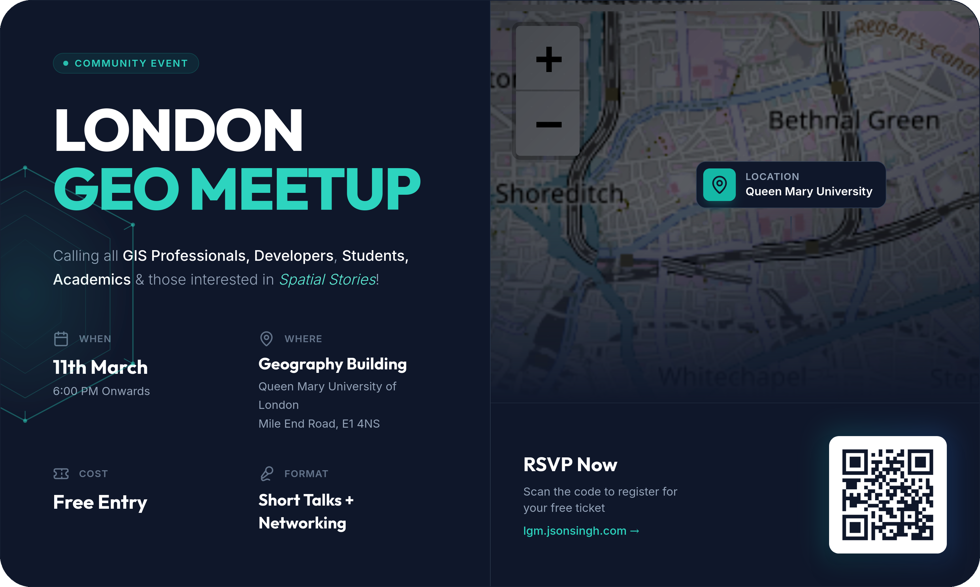 London Geo Meetup March 2026 poster